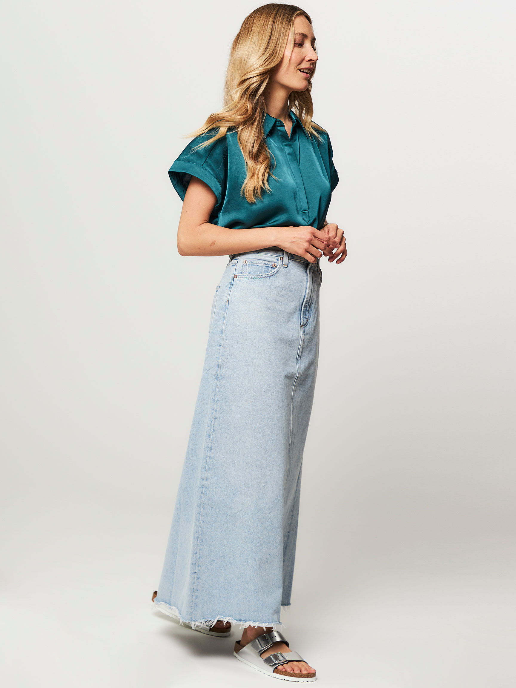 Hilla denim maxi skirt