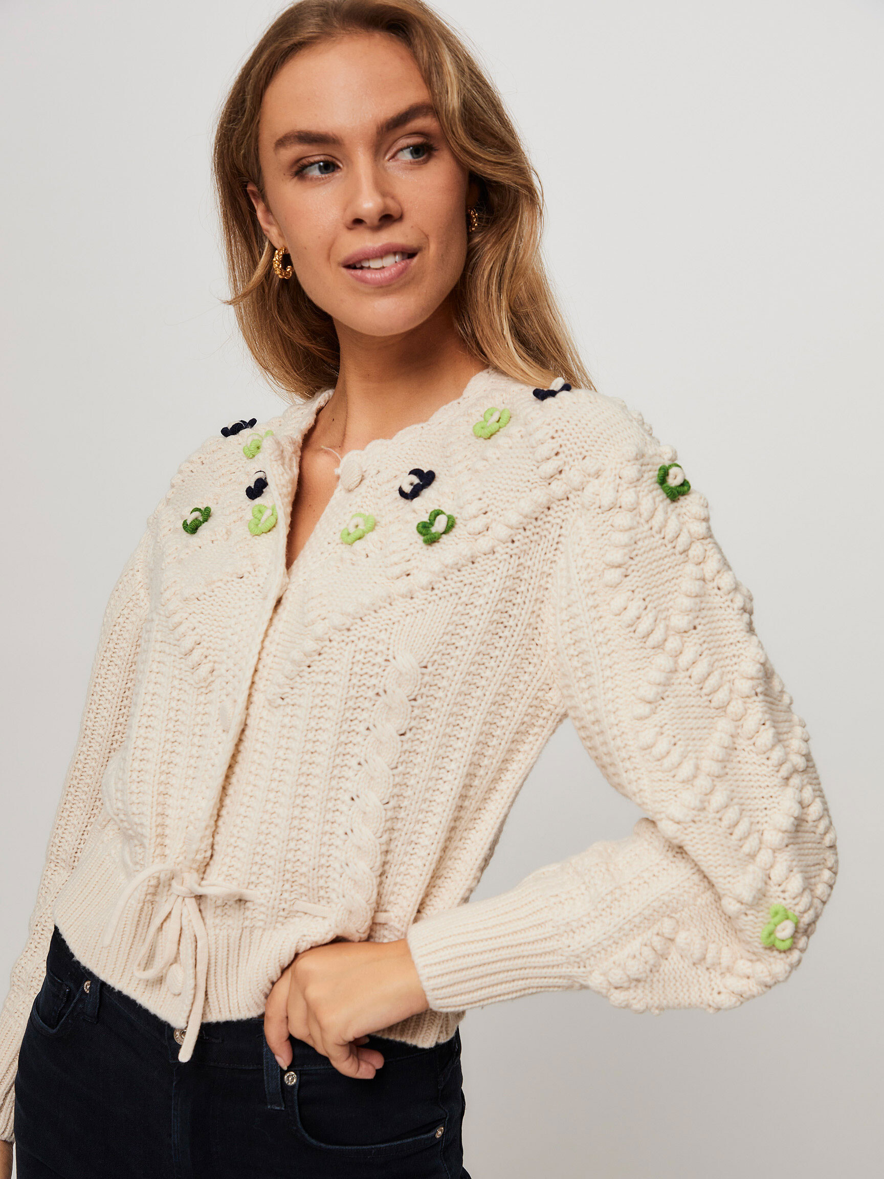 Cava wool mix cardigan with cable pattern