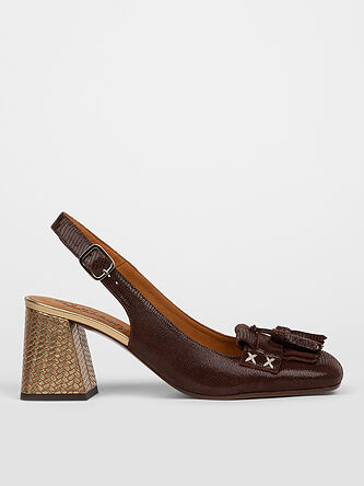 Sueki leather slingbacks with relief