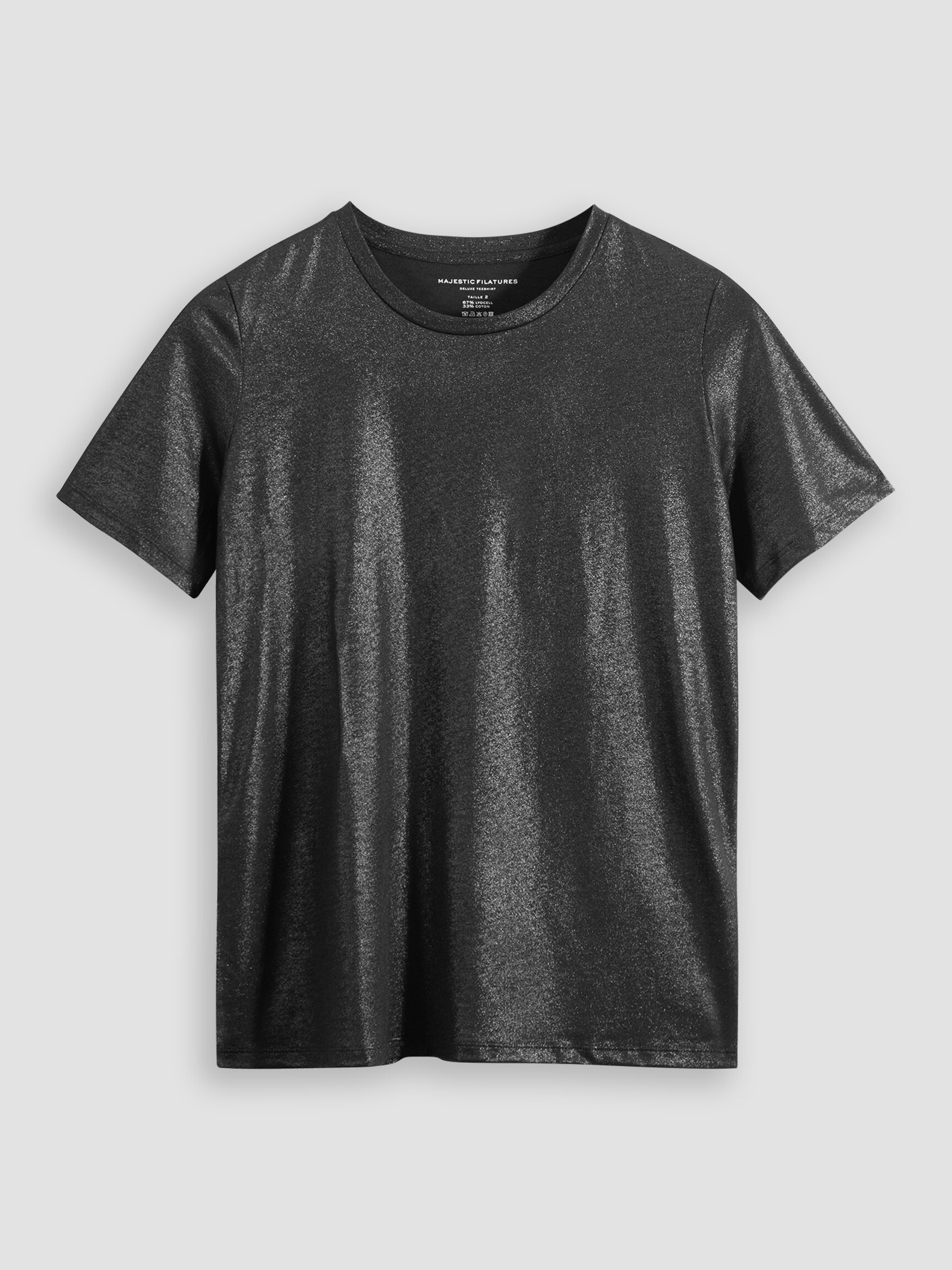 Lyocell cotton mix slub T shirt with lurex