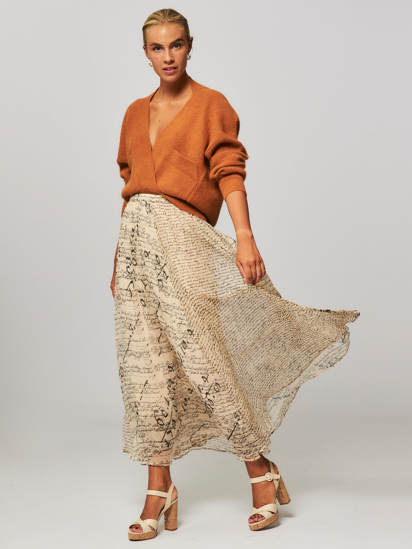 Varese, viscose A-line skirt with print