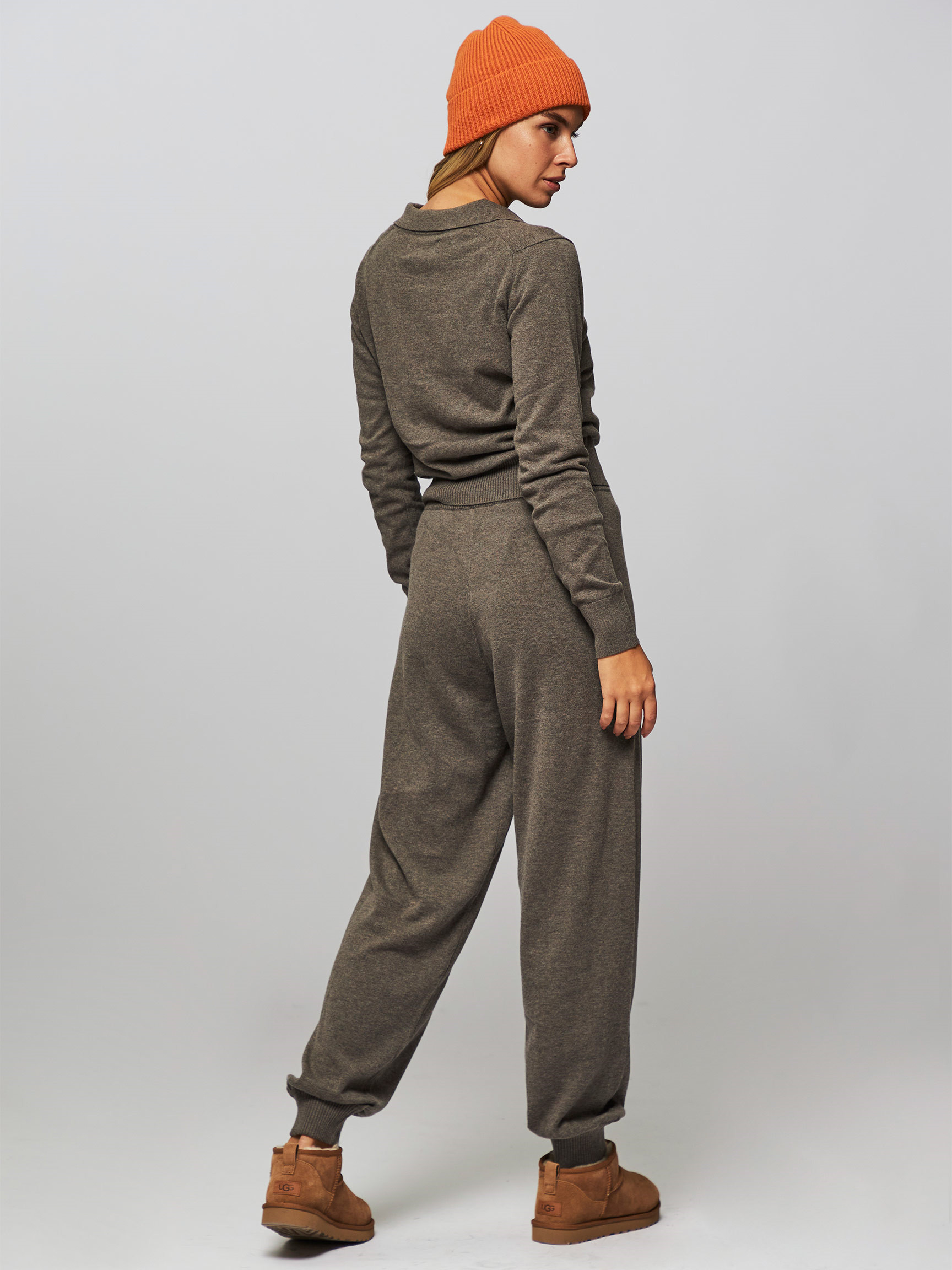 Thea, wool/cotton mix fine knitted trousers