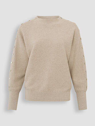 Yaya  High Neckline Sweater Beige Melange - Tryst Boutique